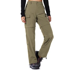 Cycorld Women's-Hiking-Pants-Convertible Quick-Dry-Stretch-Lightweight Zip-Off Outdoor Pants with 5 Deep Pocket（Khaki, Large）