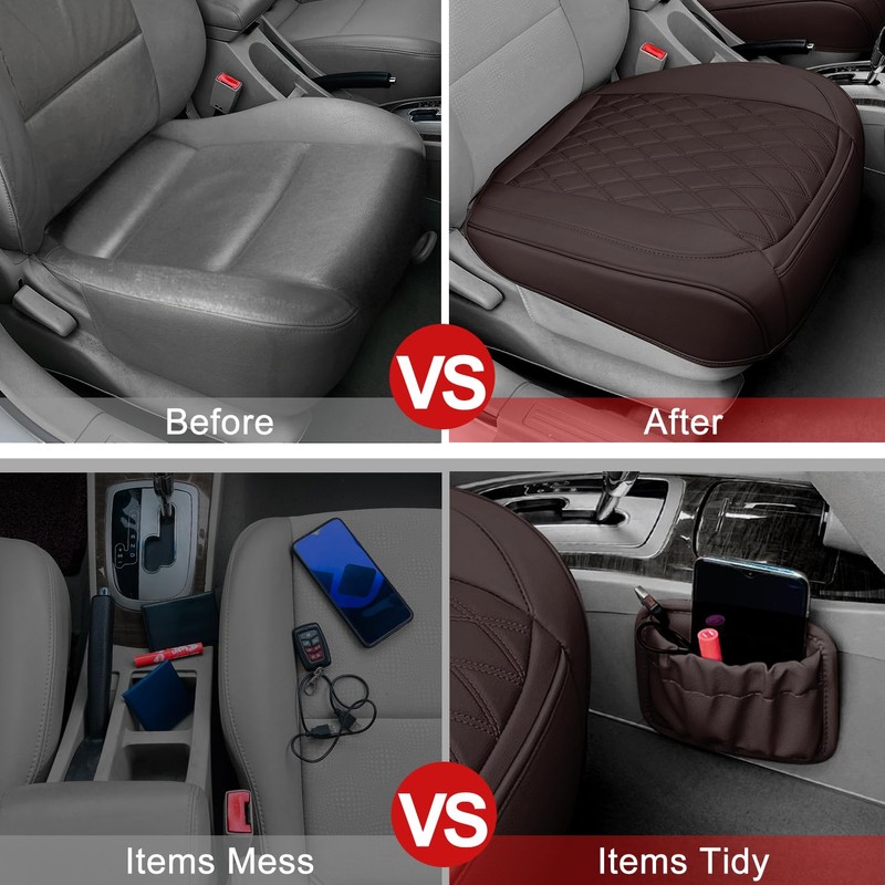 2 Pack Leather Front Car Seat Cover Bottom Car Seat,