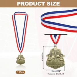 PATIKIL Chess Tournament Table Gold Award Medals with Red & White & Blue Ribbons, Winner Medals Gold Silver Bronze Prizes for Competitions Sports Party, Gold