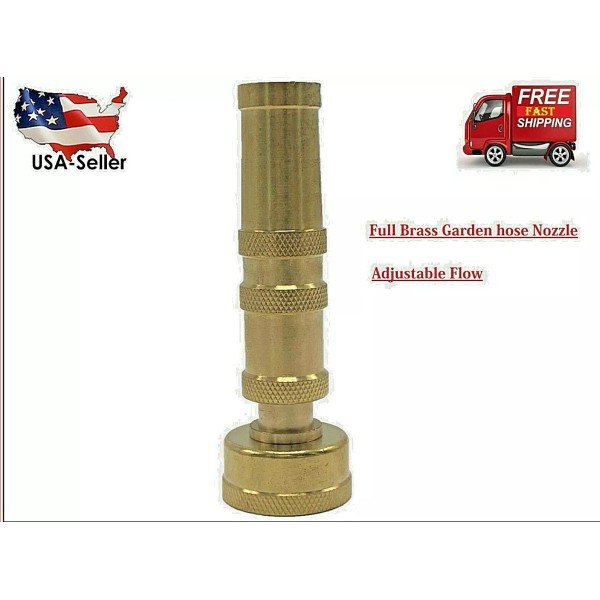Unbranded Solid Brass Garden Spray Nozzle 4" Adjustable Twist Water