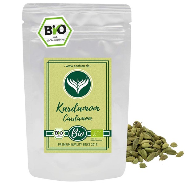 Azafran Green Organic Cardamom Whole Cardamom Capsules from Guatemala 100g