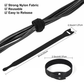 OneLeaf 110PCS Reusable Cable Ties, Multi-Purpose Hook Loop Cable Management Wire Ties, Adjustable 8-inch Cord Org for Organizing Office, Home, Data Centers, Black