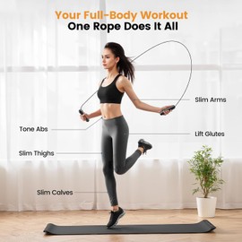 Cuerda de saltar de velocidad rápida sin enredos con rodamientos de bolas para hombres, mujeres y niños, cuerda ajustable de acero con asas ergonómicas de espuma, un equipo ideal y accesorios para