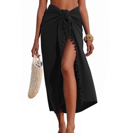 AI'MAGE Sarong Wraps for Women Long Beach Swimsuit Cover Up Swimwear Pareo with Tassels Bikini Skirt Coverup for Bathing Suit