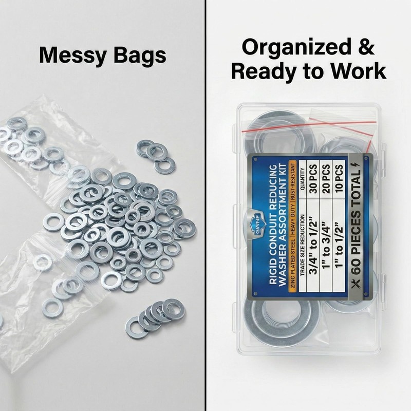 GWNF 60 Pcs Rigid Conduit Reducing Washer Assortment Kit, 3/4"