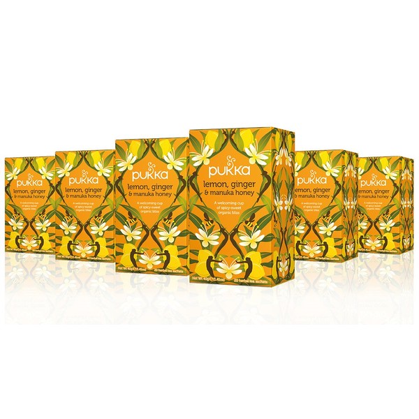 Pukka Lemon Ginger & Manuka Honey, Organic Herbal Tea Bags (6 Pack, 120 Tea Bags)