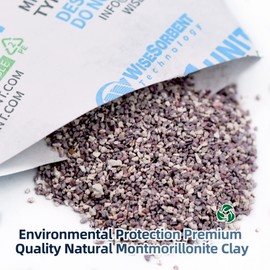 Wisesorb 100 Pack 17 Gram Montmorillonite clay Dessicant Packets for 3 Gallon Bucket, Moisture Absorbers For Food Storage, Conforms to MIL-D-3464E Type I & II Absorbents