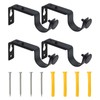 Diffaxy 4 Curtain Brackets Adjustable Metal with Heavy Duty Durable