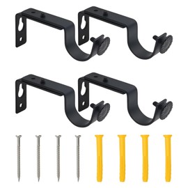 Diffaxy 4 Curtain Brackets Adjustable Metal with Heavy Duty Durable Iron Screws Angle Shelf Bracket for Curtain Rod Bracket Suitable for Bedroom, Office and Bathroom