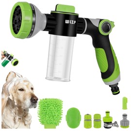 WLZP Foam Water Gun, 10 Modes to Adjust Water Flow, 8-Piece Pet Bath Tool for Watering, Car Wash, Green
