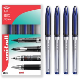 uni-ball AIR - 0.7mm Medium Rollerball - UBA-188-L - In Gift Box Packaging (Pack of 4, Blue)