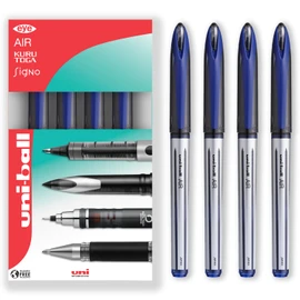 uni-ball AIR - 0.7mm Medium Rollerball - UBA-188-L - In Gift Box Packaging (Pack of 4, Blue)