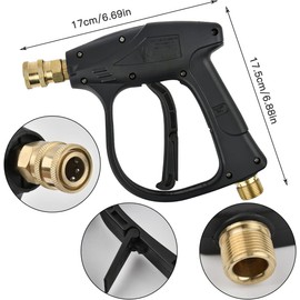 Pistola de Limpieza de Alta Presión, Pistola de Lavado de Alta Presión, 3000PSI con acoplamientos rápidos de Manguera de Alta presión M22 (14 mm), conexión rápida y adaptador de 1/4 ", 5 boquillas