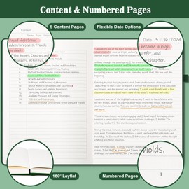 A5 Lined Journal Notebook, 370 Numbered Pages Thick Leather Journal for Writing, College Ruled Hardcover Notebook for Work,School with 100gsm Paper, Writing Journal for Women,Men (5.75" x 8.38" Green)