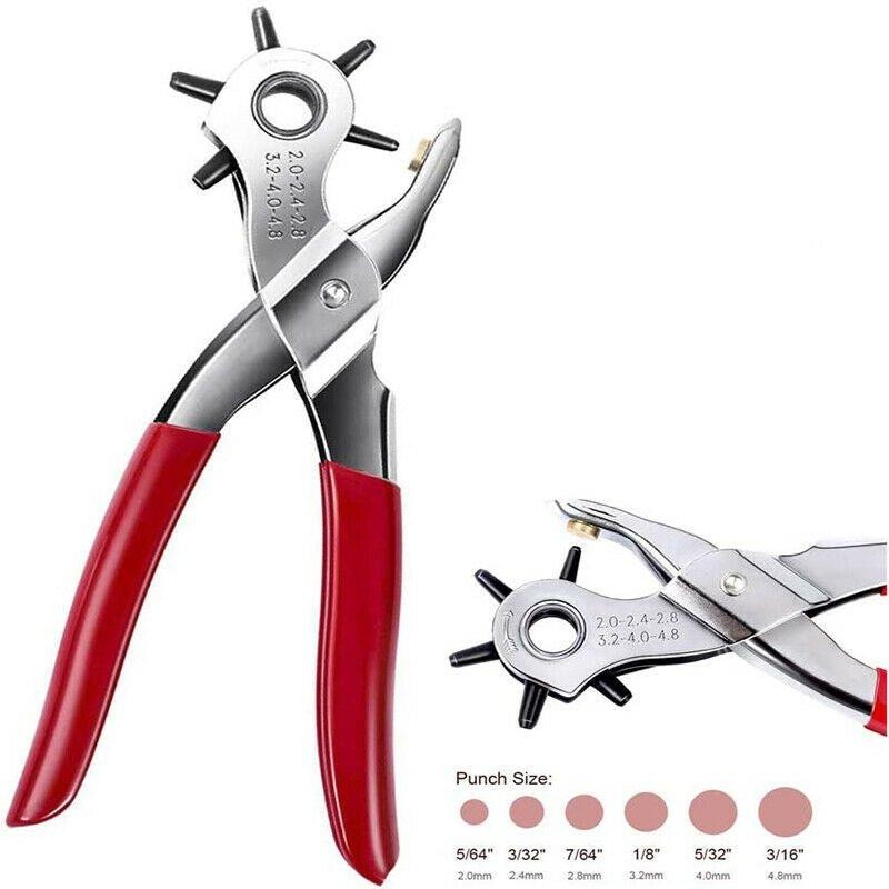 9" Leather Hole Punch Hand Pliers Belt Holes 6 Sized