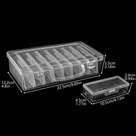 Fuciovaja Small Plastic Storage Box, 8-in-1 Pieces Plastic Storage Cases Bead Organizers Boxes, Divided Storage Box with Lid Mini Rectangles Boxes Craft Supply Case Bead Containers for Organizing