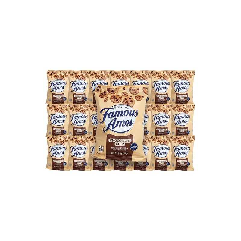 Famous Amos 2oz Bags, 21 Pack, Chocolate Chip Cookies Individual