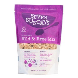 Seven Sundays Wild & Free Blueberry Chia Muesli Cereal {12 oz. pouches, 6 Count} | Gluten Free Certified | Non GMO | No Refined Sugar | Kosher