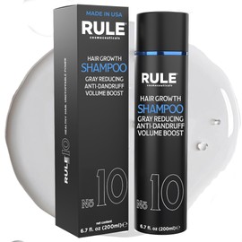 RULE No.10 Grey Reducing Anti-dandruff Volume Boost for Men &Women, Gray Reverse Hair Loss Shampoo for Thinning Hair, Natural DHT Blocker, Hair Thickening Shampoo for Thicker Fuller Hair 6.7oz
