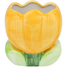 Busnos Brush Holder Cute Pen Holder Boho Style Yellow Tulips Room Decoration Kawaii Gift for Women Birthday Pen Holder Desk Pens Organiser Office Aesthetic Make Up Organiser for Girls