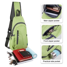 TITECOUGO Small Sling Bag Lightweight Crossbody Canvas Bag for Women Rucksack for Men Running Backpack Travel Chest Pack Shoulder Daypack for Gym Work Sports Hiking Outdoor Green