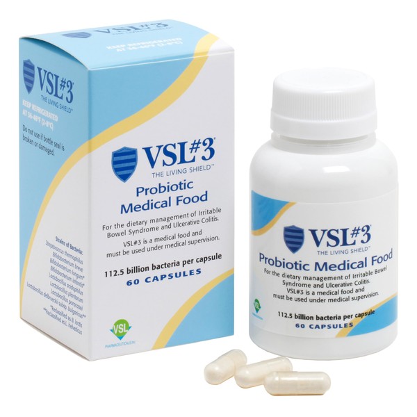 VSL#3 Probiotics for Digestive Health, Probiotic Capsules, Medical Food for Gut Health Support in Women & Men, High Potency, Multi-Strain, Live Refrigerated Probiotics, 112.5 Billion CFUs, 60 Pack