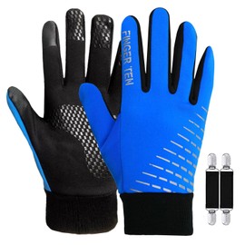 Kids Warm Winter Gloves 1 Pair for Youth Boys Girls with Glove Clip, Touchscreen Gloves Running Cycling Ski Gloves Ourdoor Sports Cold Weather (Blue,Medium)