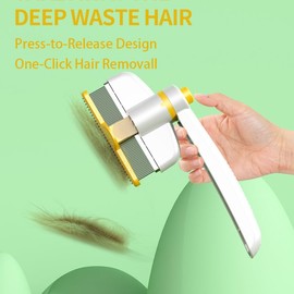 Pet Grooming Comb For Cats And Dogs, Self-Cleaning, Dual-Sided Flea And Hair Removal, Undercoat Shedding, Knotting Brush, Pet Grooming Too (Yellow)