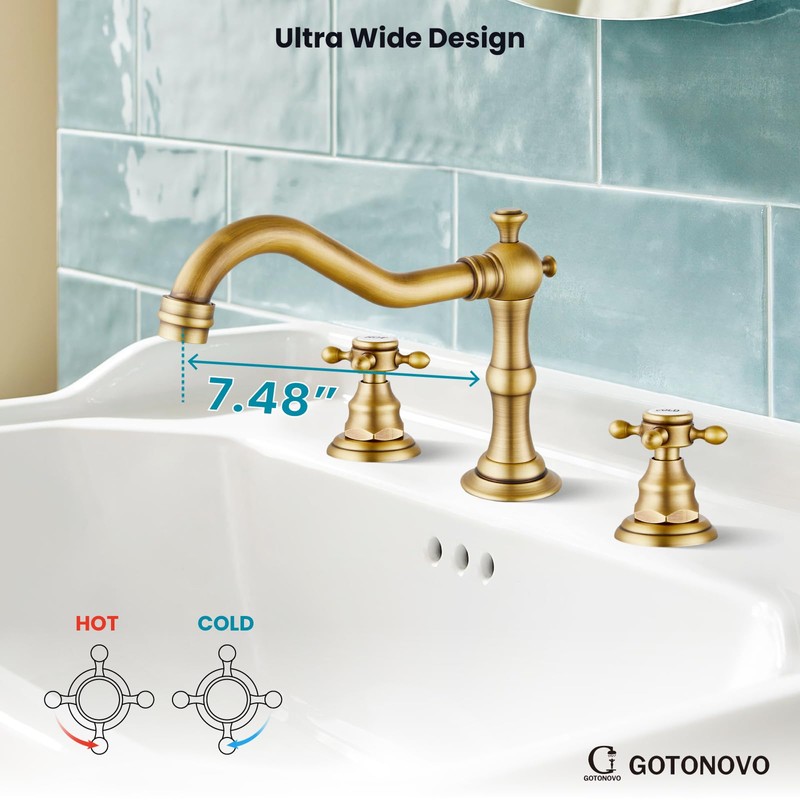 gotonovo Bathroom Faucet 3 Hole 8 Inch Widespread Bathroom Sink