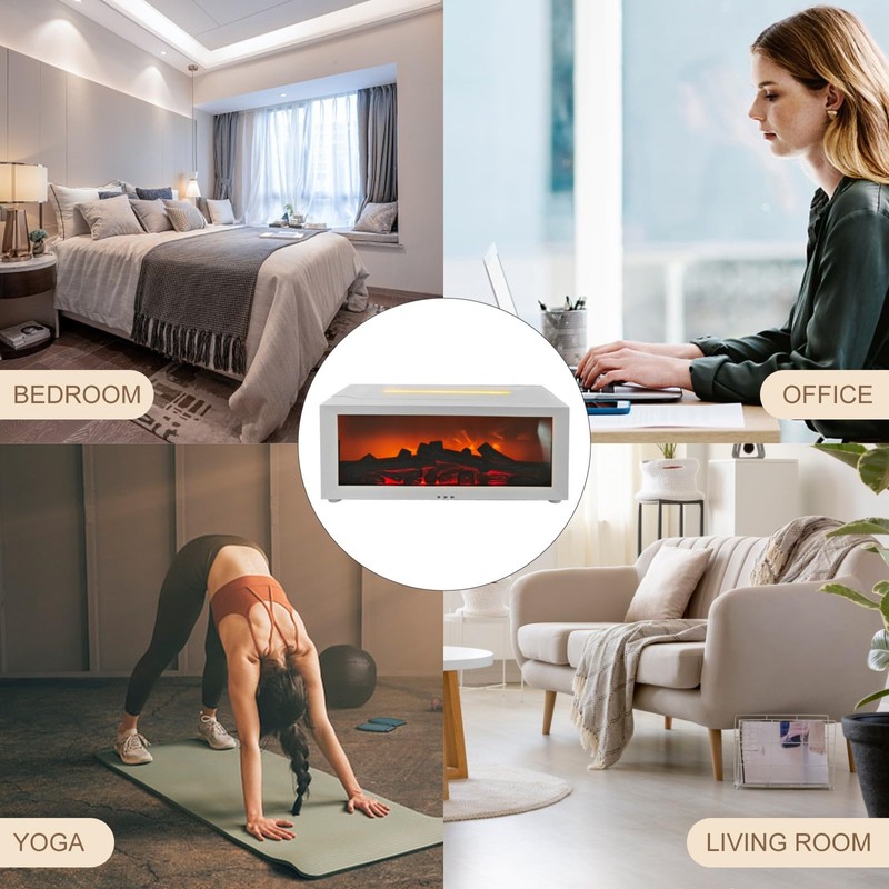 3D Flame Fireplace Humidifier Quiet Aroma Diffuser with Controller 150ml