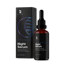 Skincare Sérum de Noche para Rostro de 60 ml con 96% de Ingredientes Naturales, Suero Facial de Vitamina C, Ácido Hialurónico y Antiarrugas. Night Serum B Life.