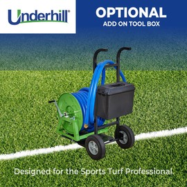 Underhill Heavy-Duty Tool Box Attachment for Hose Reel Cart with Wheels Holder Caddy for Golf Green, Golf Course, Sports Fields, HC-TRL-TOOL