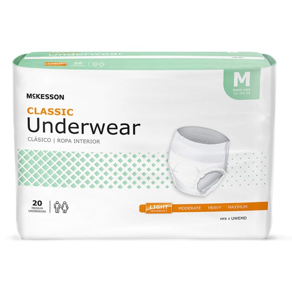 McKesson Classic Underwear, Incontinence, Light Absorbency, Medium, 80 Count