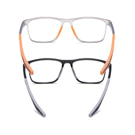 JOON-joon Reading Glasses Men 2 Pairs Sports Style Comfortable and Flexible Blue Light Blocking Readers for Men+2.75
