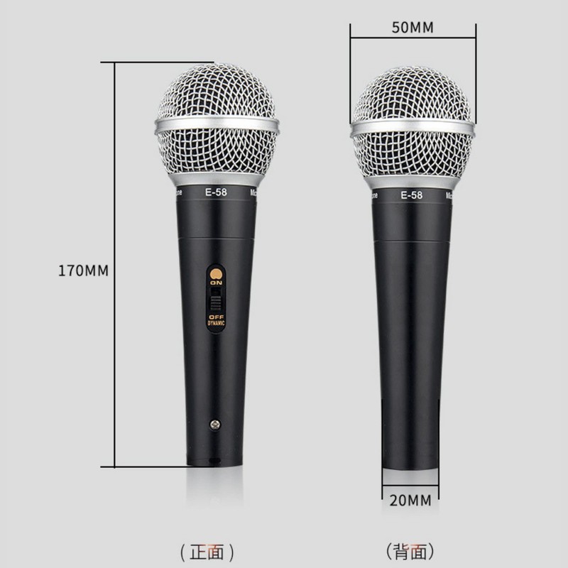 Fujirec Dynamic Microphone XLR Phone Cable Vocal Wired Hand Mic