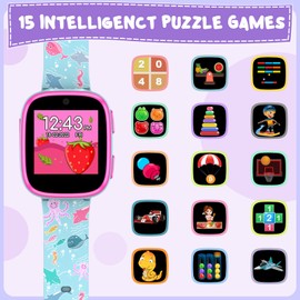 Smooce 2024 Newest Kids Smart Watch,Smartwatch for Kids with 15 Games Audio Books Time Teacher Camera Pedometer Recorder Video, Early Educational Learning Toy for 3-8 years Boys Girls Gifts