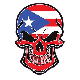 Puerto Rican Flag Skull Vinyl Decal - Puerto Rico Bumper Sticker - Proud Puerto Rico Sticker