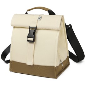 SUNNY BIRD Insulated Lunch Bag Rolltop Lunch Box Medium Lunch Cooler Tote for Women, Girls, Teens and Adults (White)