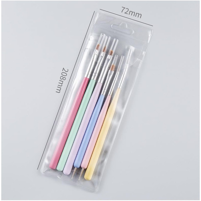 GEMBITYFUL Nail Art Brushes 6Pcs - Painting, Liner, Dotting Pens