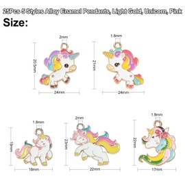 DanLingJewelry 25Pcs 5 Styles Enamel Unicorn Charms Lovely Unicorn Charms Dangle Animal Charms for DIY Necklace Earrings Making