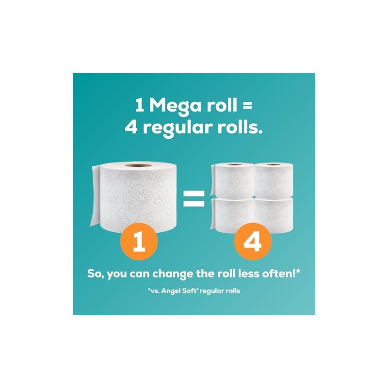 Angel Soft Toilet Paper, 18 Mega Rolls = 72 Regular