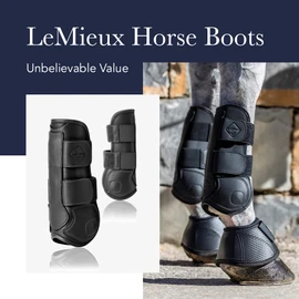 LeMieux Derby Projump Tendon Horse Boots in Black with Close Fitting Vented TPU Shell, Inner Lining & Cut Away Design - Medium