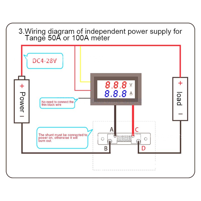 Voltage Current Meter Digital Voltmeter Ammeter Volt Tester Amp Detector