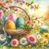 VEPATIM 80 Easter Napkins 3-Ply 33 x 33 cm Easter Eggs in Basket with Spring Flowers