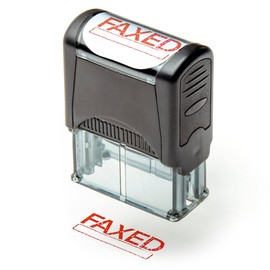 Self Inking Rubber Stamp, Refillable Red Ink Preinstalled - FAXED - 1.4" x 0.51" X ( 35 x 8mm)