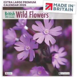 ALLTRADE Calendar 2026 British Wild Flowers Premium Large Wall 2026 Calendar UK Holidays MADE IN BRITAIN® with Solar Energy on FSC® Paper Photos ARCHIE MILES Supports Tree Planting Great Gift