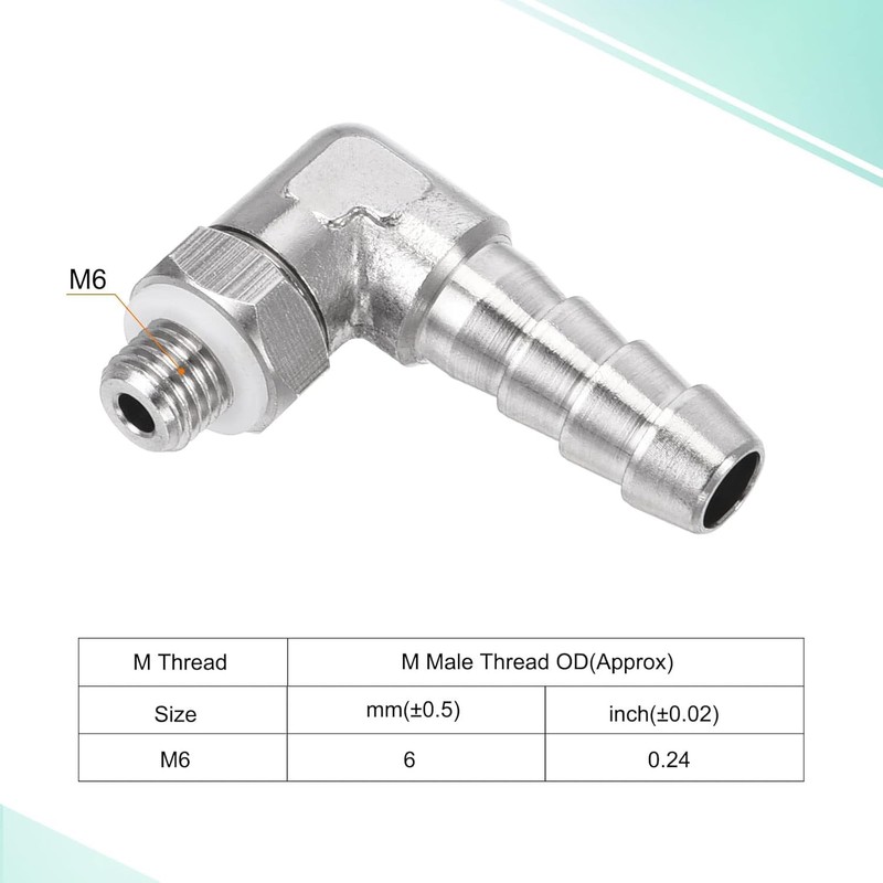 TA-VIGOR 2Pcs Nickel-Plated Copper Hose Barb Fitting Elbow 6mm Barbed