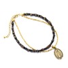 ocean Anklet Black Spinel Cross Maria Medal Coin Gold Brass