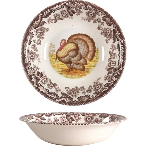 Spode Woodland Ascot Cereal Bowl, Turkey, 8” | Perfect for Thanksgiving, Salads, and Desserts | Made in England from Fine Earthenware | Microwave and Dishwasher Safe