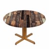 YINRON Wooden Round Table Cloth Brown Old Hardwood Floor Plank